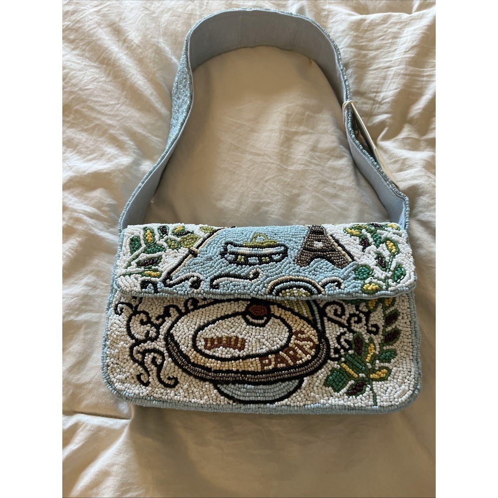 Beautiful Sol & Mer Beaded Paris Themed Shoulder Bag